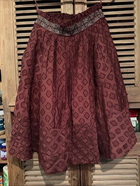 Maeve Wine-Red Textured A-Line Maxi Skirt